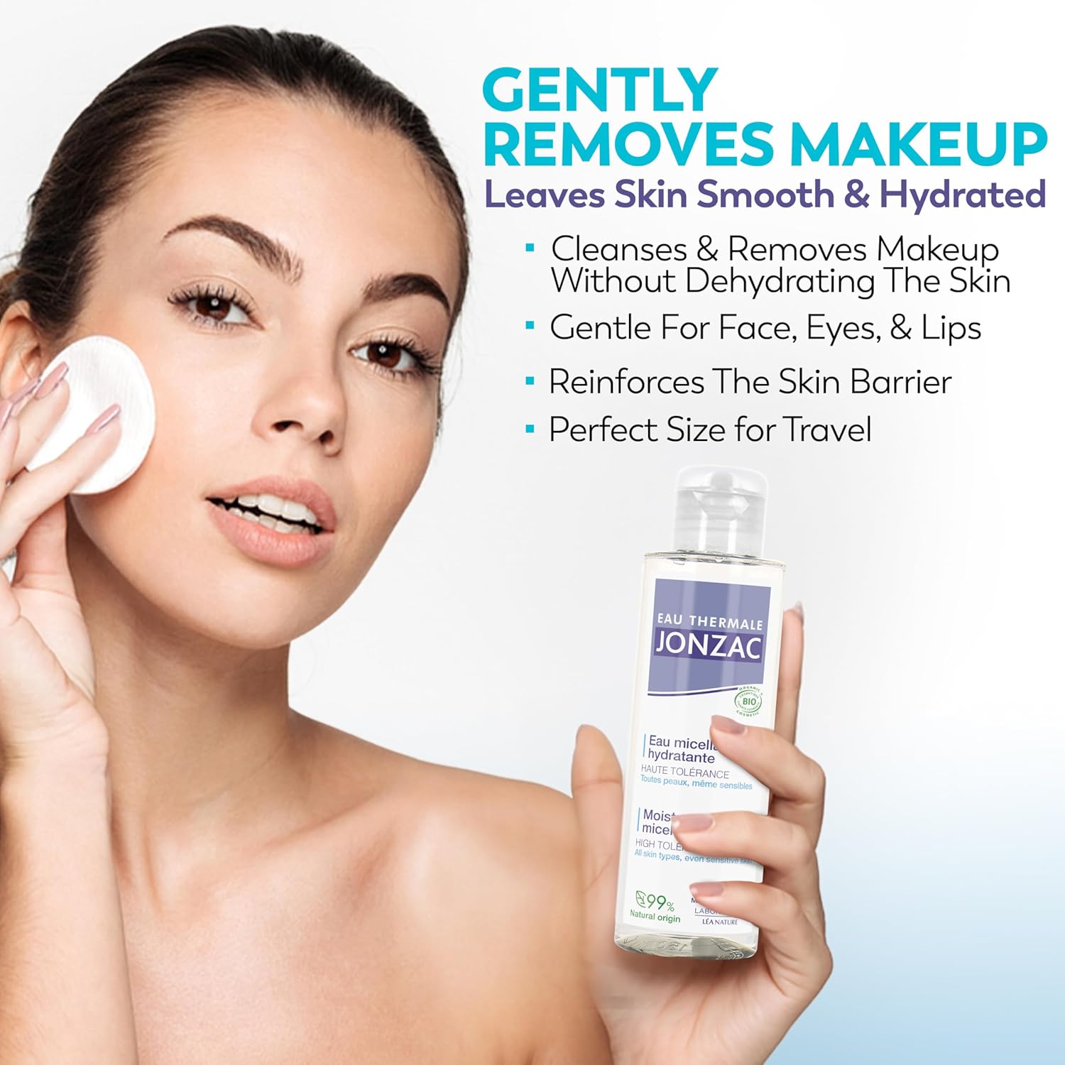 99% Organic Micellar Water - Natural Eye & Face Makeup Remover - Hydrating Thermal Water - for Sensitive Skin - Non-Toxic - Agua Micelar Orgánica - Travel Size - 3.38 Fl Oz-GlimoraGlow