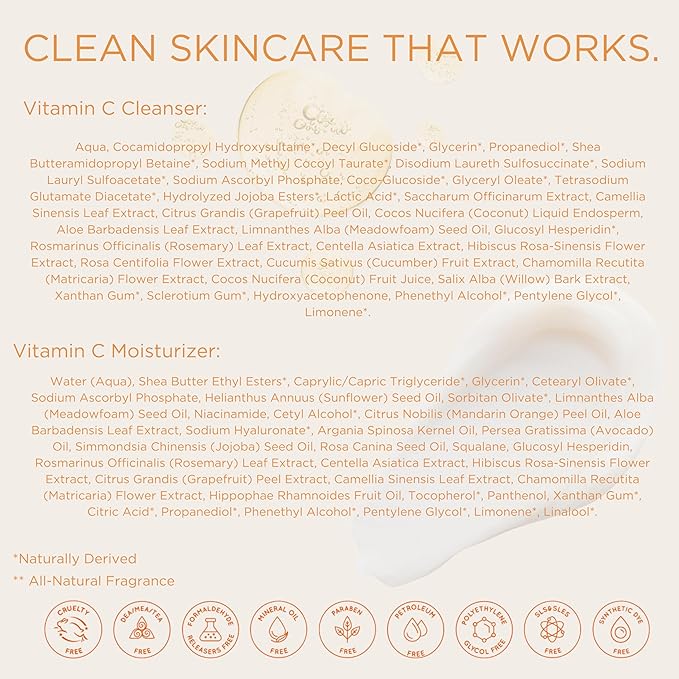 InstaNatural Vitamin C Cleanser and Moisturizer Kit, Brightens, Reduces the Look of Fine Lines and Uneven Texture, with Aloe Vera and Botanical Extracts-GlimoraGlow