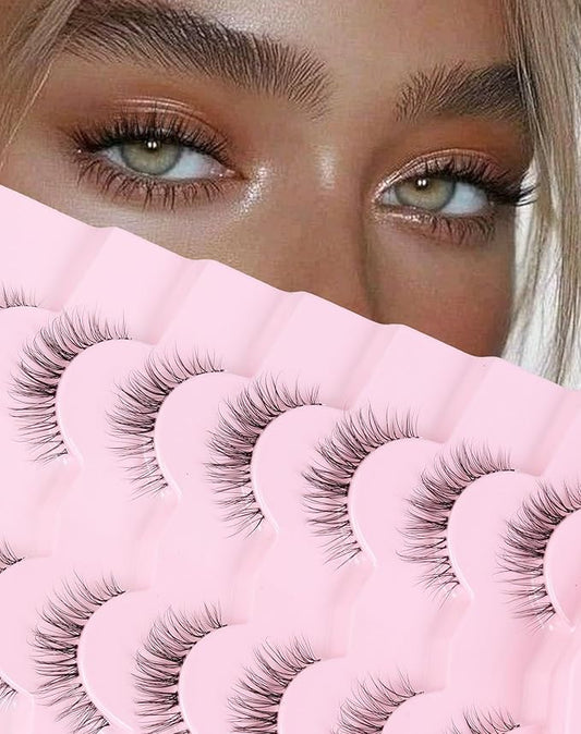 Natural Lashes False Lashes False Eyelashes Wispy Lashes Natural Eyelashes Wispy Eye Lashes Clear Band Lashes UP15-GlimoraGlow