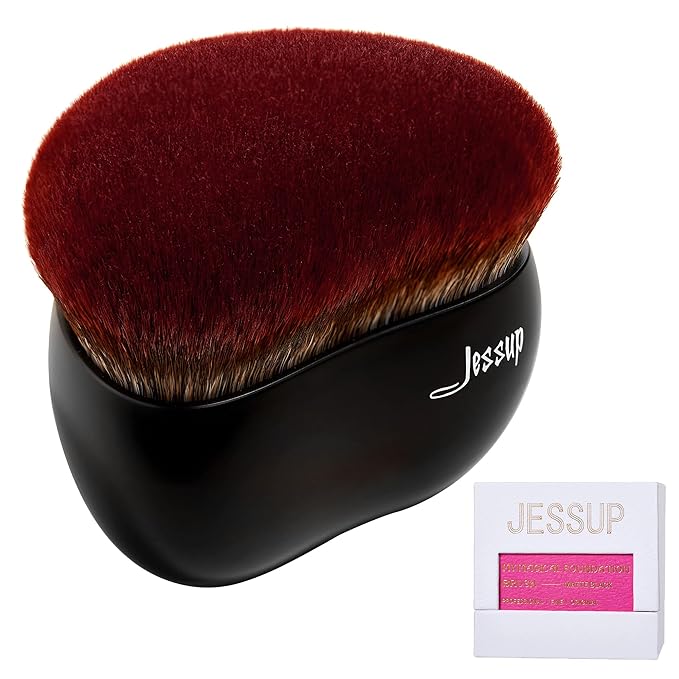 Jessup Foundation Brush Large Kabuki Makeup Brush for Face Body Blending Buffing Stippling Liquid Powder Cream Flawless with Gift Box, Black SF001-GlimoraGlow