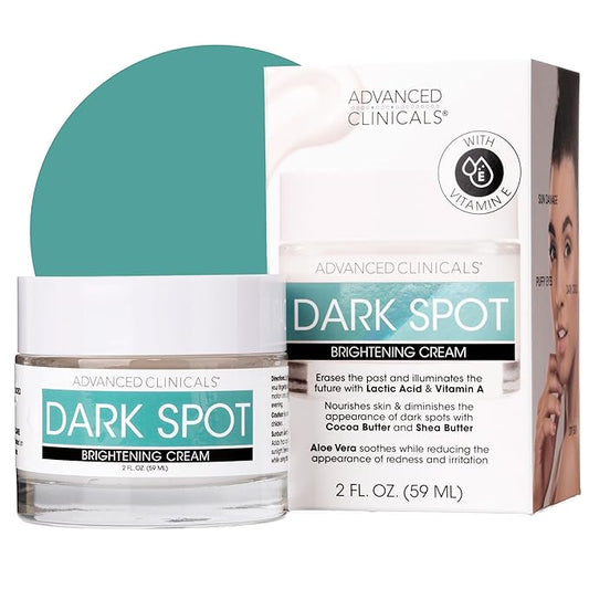 Advanced Clinicals Dark Spot Face Moisturizer | Lactic Acid Lotion For Face With Caffeine, Cocoa Butter, & Vitamin A | Brightening Cream Visibly Reduces Look Of Dark Spots & Uneven Skin Tone, 2 Fl Oz-GlimoraGlow