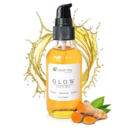 Glow - Turmeric & Rosehip Face Oil, Natural & Organic Face Moisturizer with Turmeric, Camellia, Sea Buckthorn and Chamomile - Facial Serum - 2 oz-GlimoraGlow