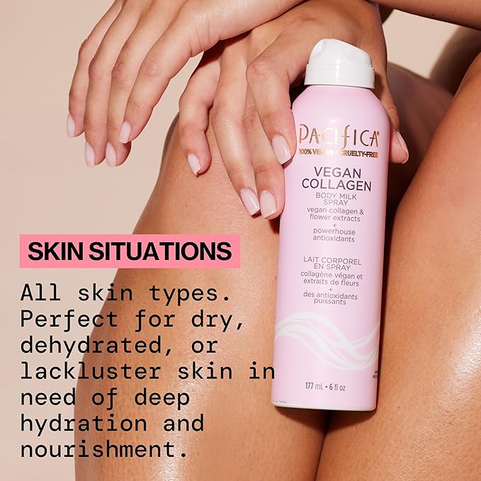 Pacifica Spray Lotion for Body - Vegan Collagen Body Milk Spray – Hydrating Moisturizer Mist Fast-Absorbing Instantly Hydrates & Softens Skin Jasmine & Vanilla Natural Scent Clean Beauty Non-Aerosol-GlimoraGlow