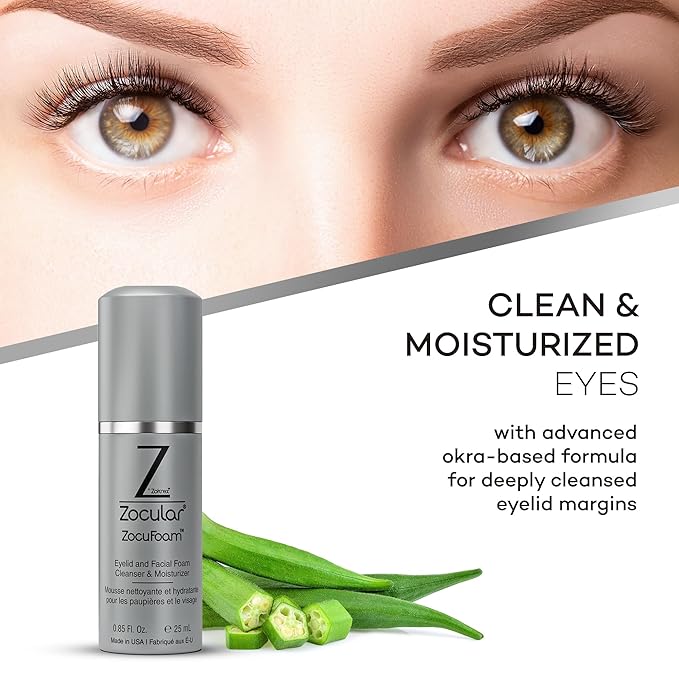ZocuFoam Eyelid Cleanser - Foaming Eyelid Scrub - Natural pH Balanced Solution - 25mL-GlimoraGlow