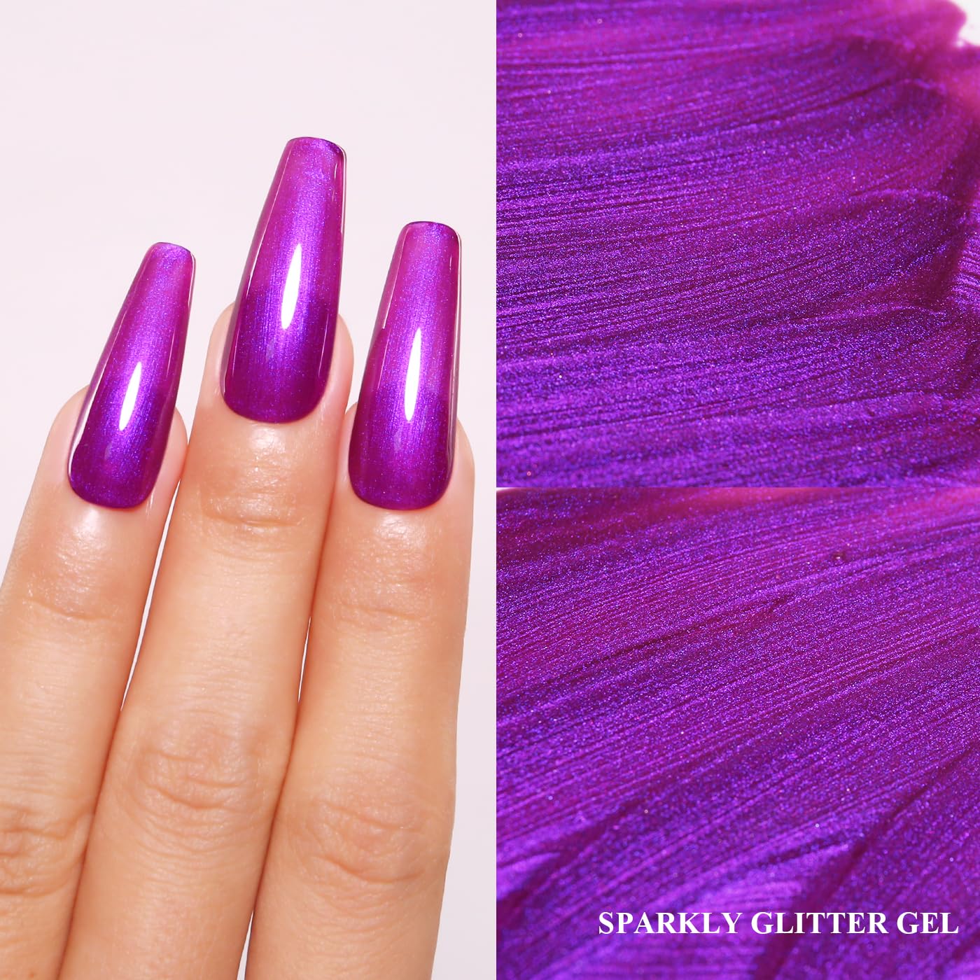 Imtiti Pearl Gel Nail Polish, Rose Purple Glitter Pearl Gel Polish Diamond Shimmer Sparkle Soak Off UV LED Nail Gel Polish Autumn Winter Gel Polish Manicure Gel Nail Kit 10ML-GlimoraGlow