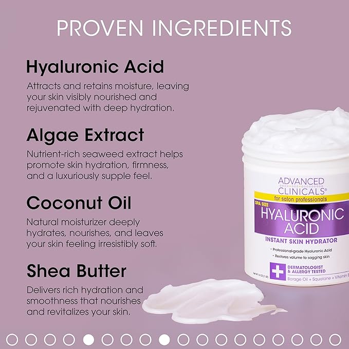 Advanced Clinicals Hyaluronic Acid Body Lotion & Face Moisturizer W/Vitamin E | Hydrating Firming Lotion Minimizes Look Of Wrinkles, Stretch Marks, & Crepey & Dry Skin | Skin Care Products, 16 Oz-GlimoraGlow