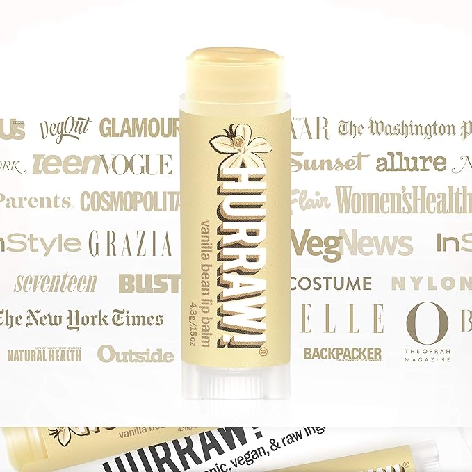 Hurraw! Vanilla Bean Lip Balm: Organic, Certified Vegan, Cruelty and Gluten Free. Non-GMO, 100% Natural Ingredients. Bee, Shea, Soy and Palm Free. Made in USA-GlimoraGlow