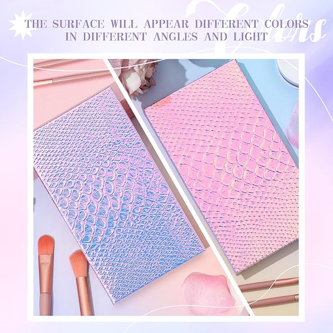 2 Pieces Magnetic Palette Mermaid Empty Palette with Mirror and 36 Pcs Adhesive Metal Empty Palette Stickers Large Mermaid Makeup Empty Palette for Eyeshadow Lipstick Blush Powder-GlimoraGlow