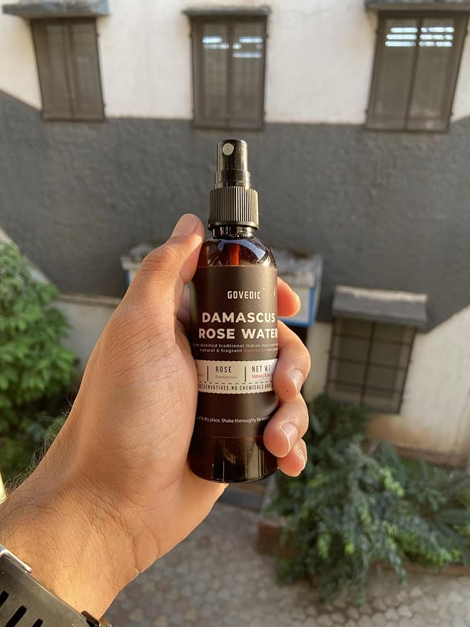 Govedic Rose Water Spray for Face Made with Damask Rose Petals, All-Natural Formula, No Dyes or Alcohol, Suitable for All Skin & Hair Types 100ml 3.38 Oz-GlimoraGlow