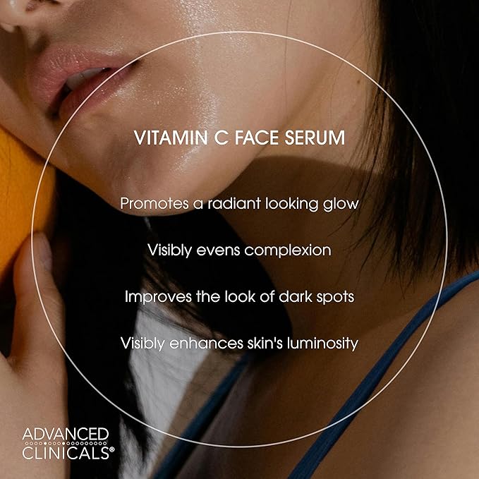 Advanced Clinicals Brightening Vitamin C Serum For Face With Glycolic Acid + Lactic Acid | Vitamin C Eye Serum Face Moisturizer For Improving Look Of Dark Spots & Uneven Complexion, 2-Pack-GlimoraGlow