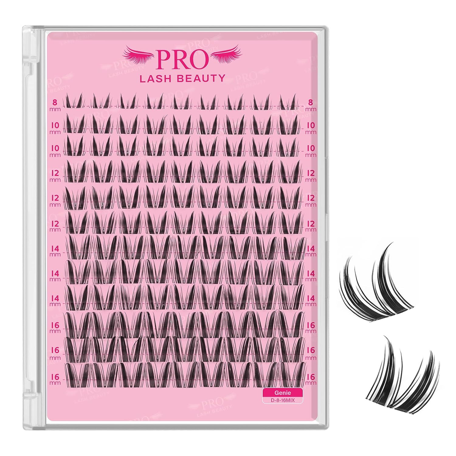 PRO LASHBEAUTY Manga Lash Clusters, Eyelash Clusters 8-16 Mixed Cluster Eyelash Extensions Mixed Lash Extension Volume Reusable Soft & Comfortable (Genie,8-16mix)-GlimoraGlow