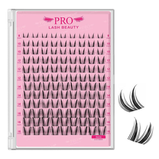 PRO LASHBEAUTY Manga Lash Clusters, Eyelash Clusters 8-16 Mixed Cluster Eyelash Extensions Mixed Lash Extension Volume Reusable Soft & Comfortable (Genie,8-16mix)-GlimoraGlow
