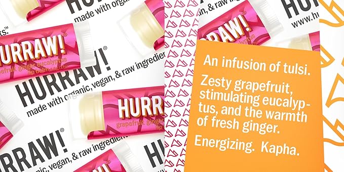 Hurraw! Pitta (Coconut, Mint, Lemon Grass), Kapha (Grapefruit, Ginger, Eucalyptus), Vata (Almond, Cardamon Rose) Lip Balms, 3 Pack Bundle: Organic, Certified Vegan, Cruelty, Gluten Free, 100% Natural-GlimoraGlow