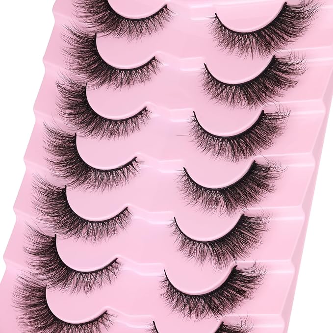 False Lashes Natural Look Faux Mink Eyelashes Wispy Fox Eye Lashes That Look Like Extensions 3D Mink Lashes Natural Strip Lashes Pack 7 Pairs-GlimoraGlow