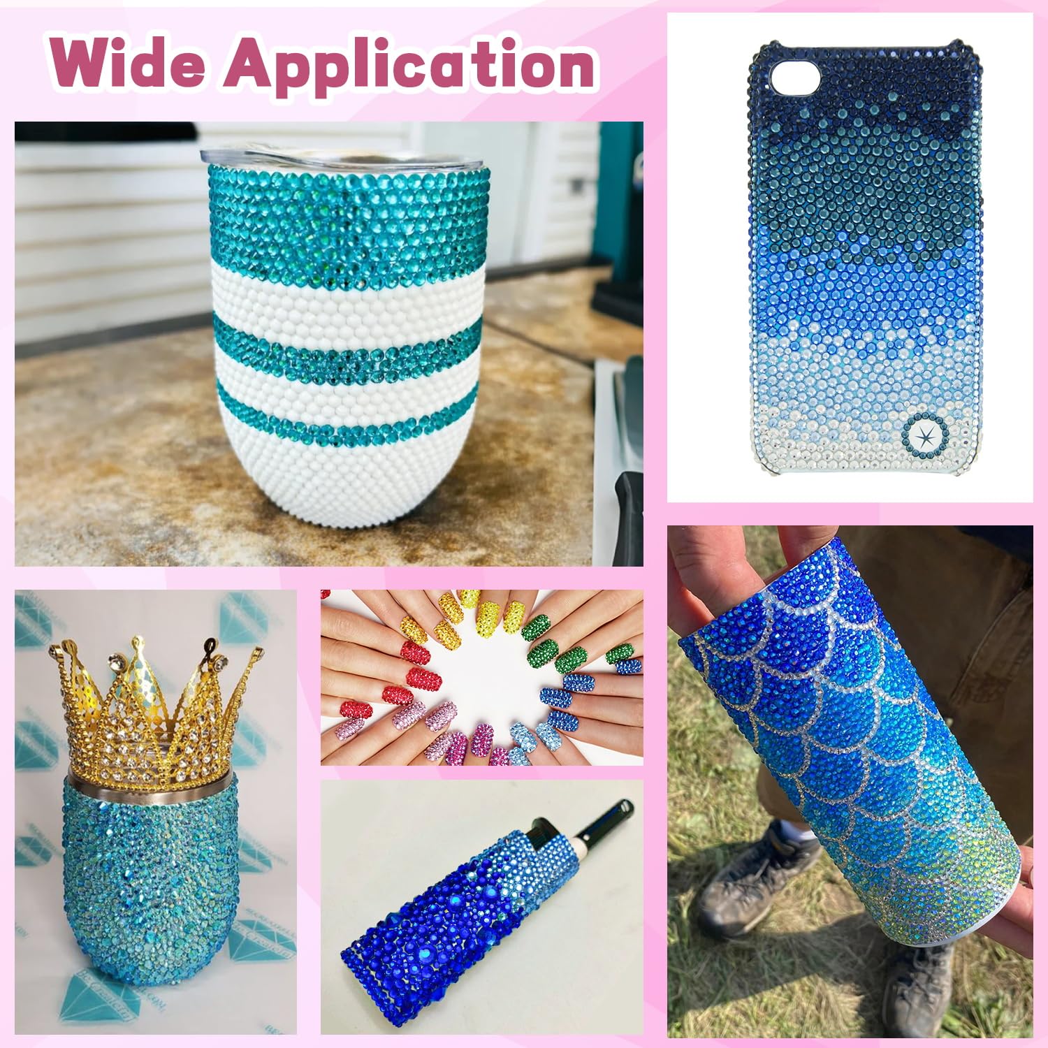 20000Pcs Blue Rhinestones for Bedazzling with 1Pcs B7000 Jewelry Glue, Resin Rhinestones for Crafting Crafts DIY, Bedazzler Kit Gems for Clothing Shoes Tumblers Nail Art Assorted Size 3/4/5/6mm-GlimoraGlow