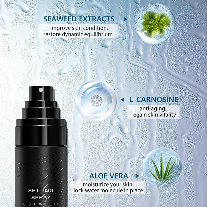AMIIR Makeup Setting Spray, Waterproof Finishing spray, Long Lasting Lock Face Fixing Mist, Hydrate Before Makeup Matte Oil Control Lightweight Refreshing-GlimoraGlow