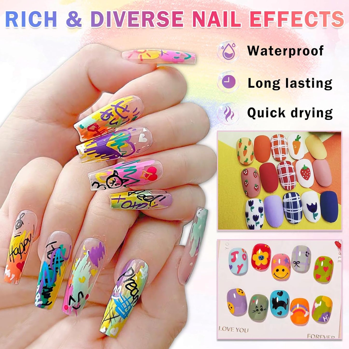 12 Colors Nail Art Pens Set Nail Polish Pens Nail Art Drawing Pen Quick Dry Waterproof Nail Art Painting Pens kit for Home DIY Nail Art Design-GlimoraGlow