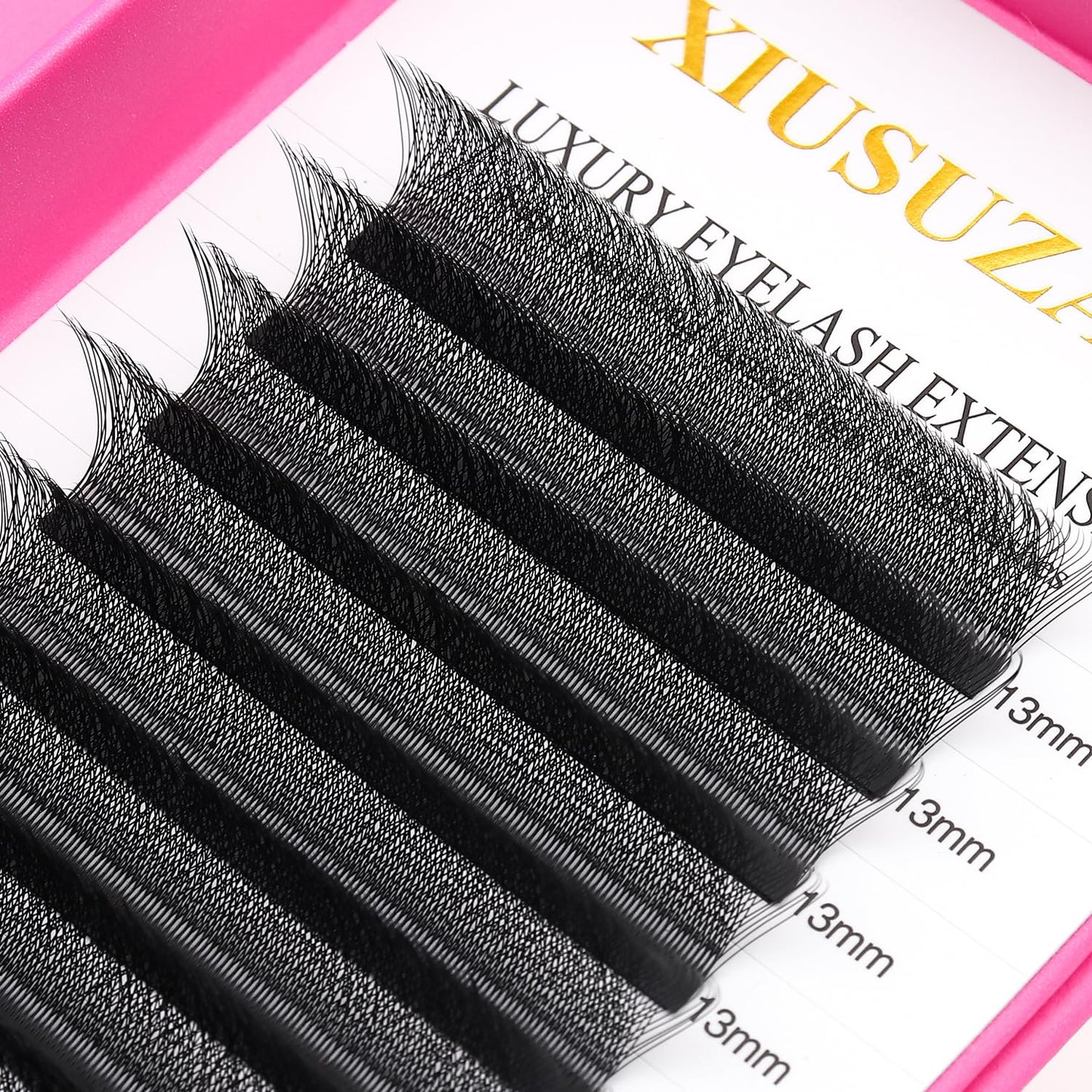 W Lash Extensions Supplies 4D Eyelash Extensions W Shape 0.07mm Thickness C Curl 13mm Premade Fans Easy Fan Lashes Volume Matte Black 12 Rows Crisscross Eye Lashes(W-4D-0.07-C,13mm)-GlimoraGlow