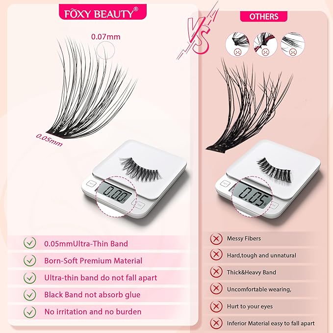 Lash Clusters - Lash Clusters Kit Lash Extension Kit with Lash Bond and Seal Cluster Eyelash Extensions Eyelash Clusters 20D30D40D50D-0.07D Lashes Clusters Eyelash Extension Kit DIY at Home Eyelashes-GlimoraGlow