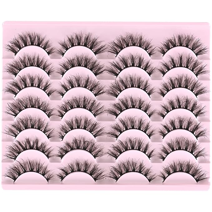 FARRED Lashes Natural Eyelashes Wispy Cat Eye False Lashes Fluffy Fake Eyelash Natural Look 14 Pairs Short Faux Mink Strip Eye Lash Pack for MUA and Beginners Daily Makeup (F4 | 9-16mm)-GlimoraGlow