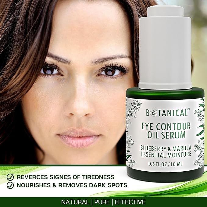 Botanical Eye Contour Oil Serum | Blueberry & Marula Oil | Organic, Pure, Natural Skincare (0.6 fl oz | 18 ml)-GlimoraGlow
