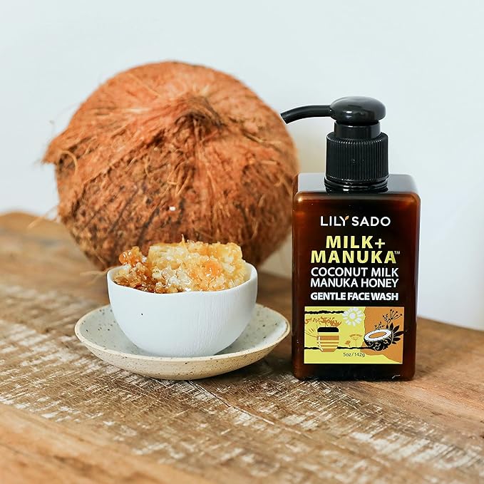 LILY SADO MILK+MANUKA™ Coconut Milk & Manuka Honey Gentle Gel Face Cleanser - Natural Cruelty-Free Facial Wash Cleanses, Balances, Soothes & Hydrates - Reduces Pores & Blackheads - 5oz-GlimoraGlow