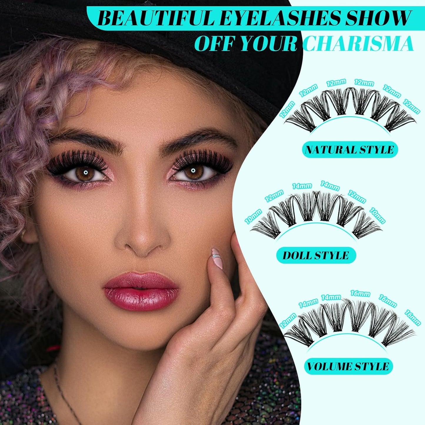 Lash Extension Kit 320Pcs,DIY Individual Lashes Clusters Kit,Lash Bond And Seal,Lash Remover For Eyelashes Extensions,Lash Applicator Tool For False Eyelash Cluster Kit At Home(50D,D-Mix9-16mm Kit)-GlimoraGlow