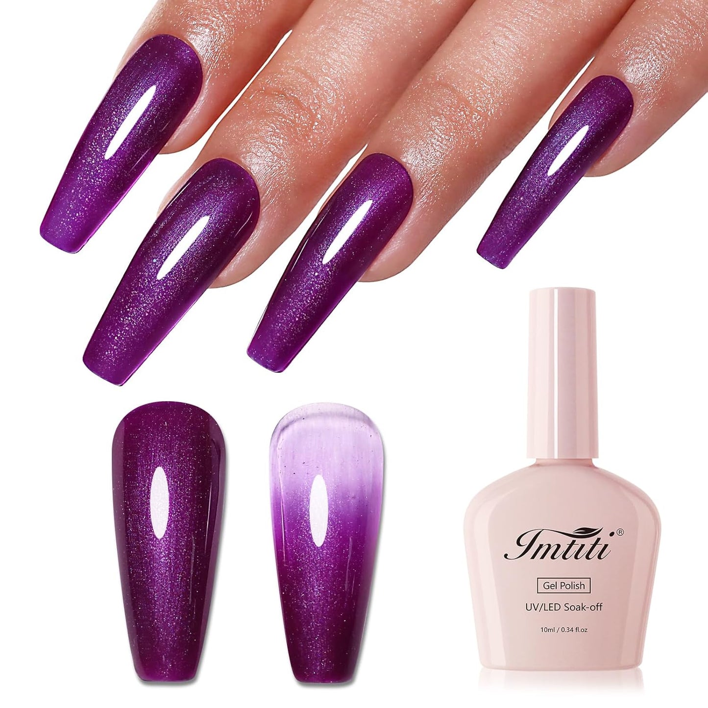 Imtiti Glitter Gel Nail Polish, Dark Purple Pearl Glitter Nail Gel Polish Diamond Shimmer Sparkle Soak Off UV LED Spring Summer Manicure 10ML-GlimoraGlow