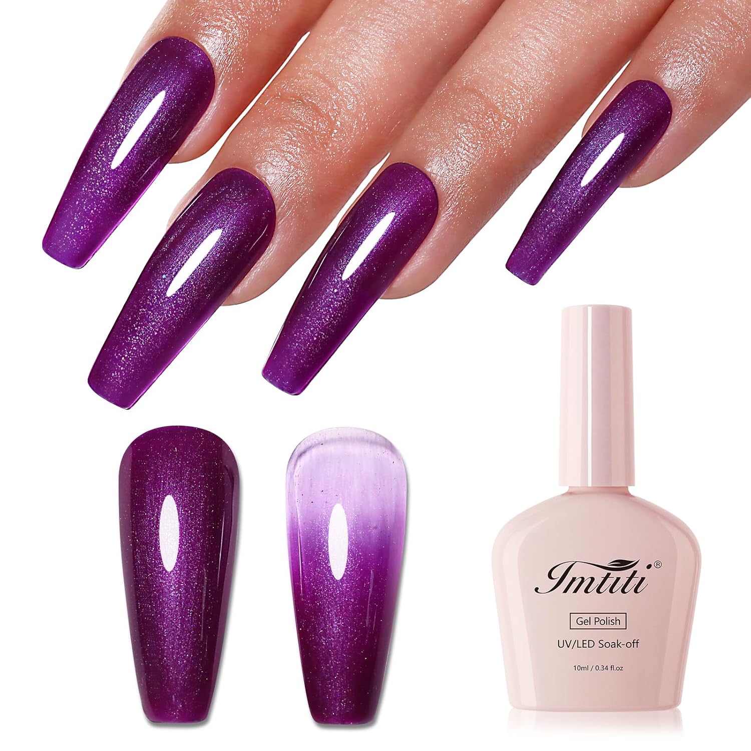 Imtiti Glitter Gel Nail Polish, Dark Purple Pearl Glitter Nail Gel Polish Diamond Shimmer Sparkle Soak Off UV LED Spring Summer Manicure 10ML-GlimoraGlow
