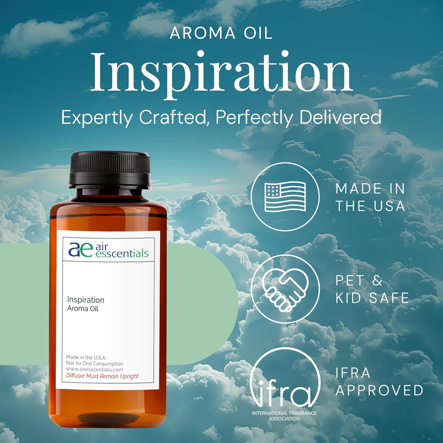 Inspiration Aroma Oil, Essential Oils Blend for Diffusers & Scent Machines, Zesty Citrus & Blooming Florals, Aromatherapy, Cold Air Diffuser Compatible, 300 mL-GlimoraGlow