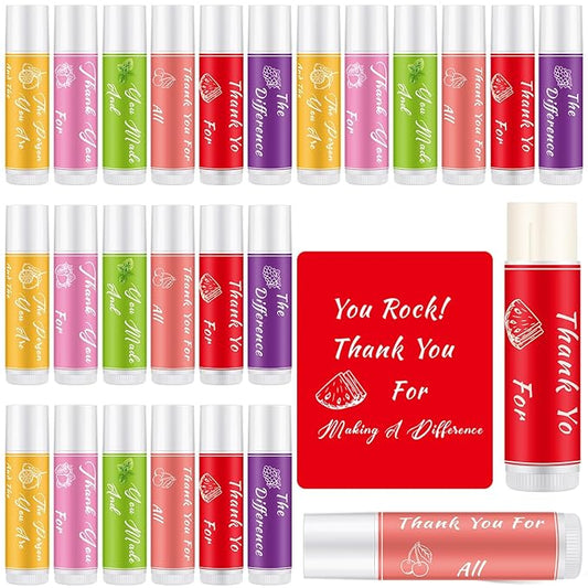 24 Pcs Lip Balm Gifts Bulk Thank You Gifts Employee Appreciation Gifts for Coworkers Moisturizer Assorted Flavors Natural Ingredients Dry Chapped Lip Care Gift for Women Men Teen-GlimoraGlow