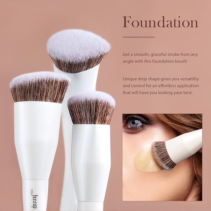 Jessup Make up Brushes 4pcs Face Makeup Brushes Set for Foundation Concealer Blush Contour Powder Highlighter, Pearl White T344-GlimoraGlow