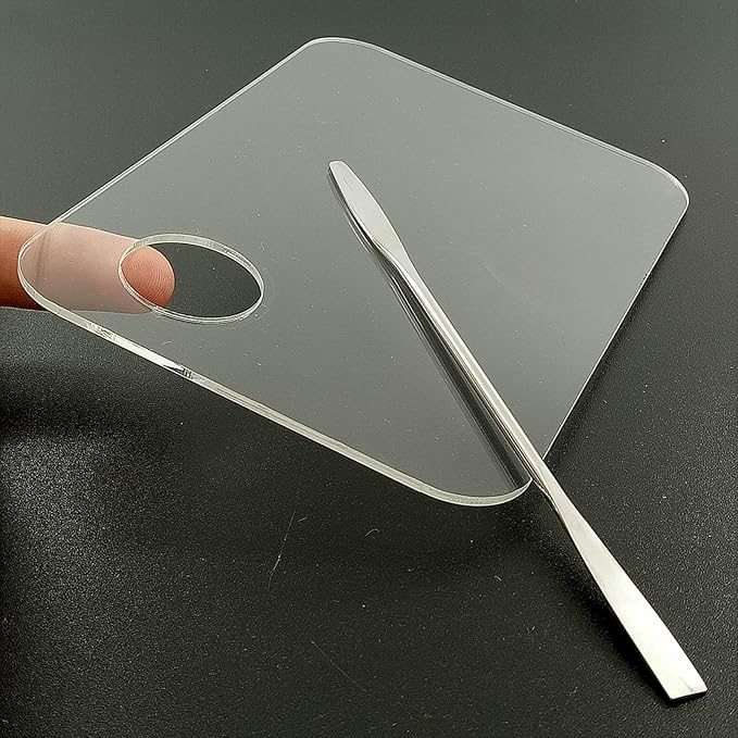 2 Pcs Acrylic Makeup Palette Makeup Mixing Tray with Makeup Spatula for Beauty Salon Color Cream Liquid Foundation Mixing Palette (Round)-GlimoraGlow