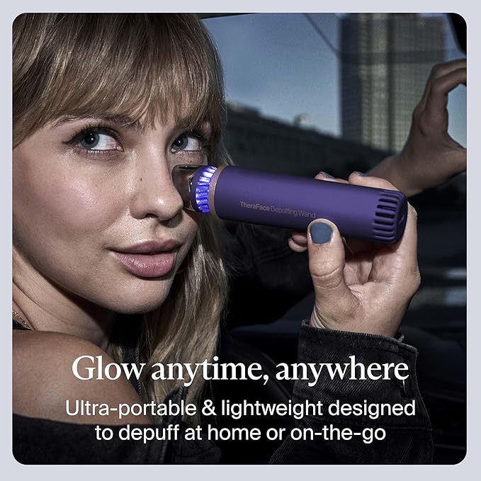 Therabody TheraFace Depuffing Wand – Cold and Heat Skincare Treatment to Depuff and Glow; Beauty Wand, Face Roller and Eye Massager for Eye Puffiness, Dark Circles and Skin Radiance (Indigo)-GlimoraGlow