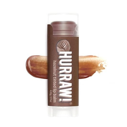 Hurraw! Hazelnut Tinted Lip Balm: (Sheer Brown Tint) Organic, Certified Vegan, Cruelty and Gluten Free. Non-GMO, 100% Natural Ingredients. Bee, Shea, Soy and Palm Free. Made in USA-GlimoraGlow