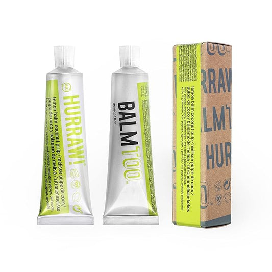 Hurraw! Balmtoo Squeezable Balm, Lemon Balm Coconut Pulp: Ultra-moisturizing. Anywhere application. Body, face, lips, neck, fingers, toes. 1 tube = 7 sticks of lip balm. Natural, Organic. Made in USA-GlimoraGlow
