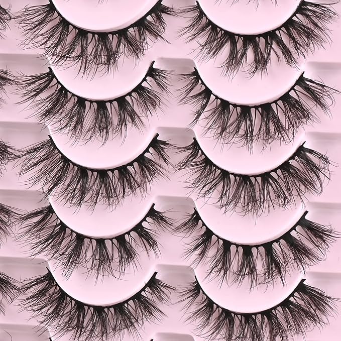 FARRED Lashes Natural Eyelashes Wispy Cat Eye False Lashes Fluffy Fake Eyelash Natural Look 14 Pairs Short Faux Mink Strip Eye Lash Pack for MUA and Beginners Daily Makeup (F4 | 9-16mm)-GlimoraGlow