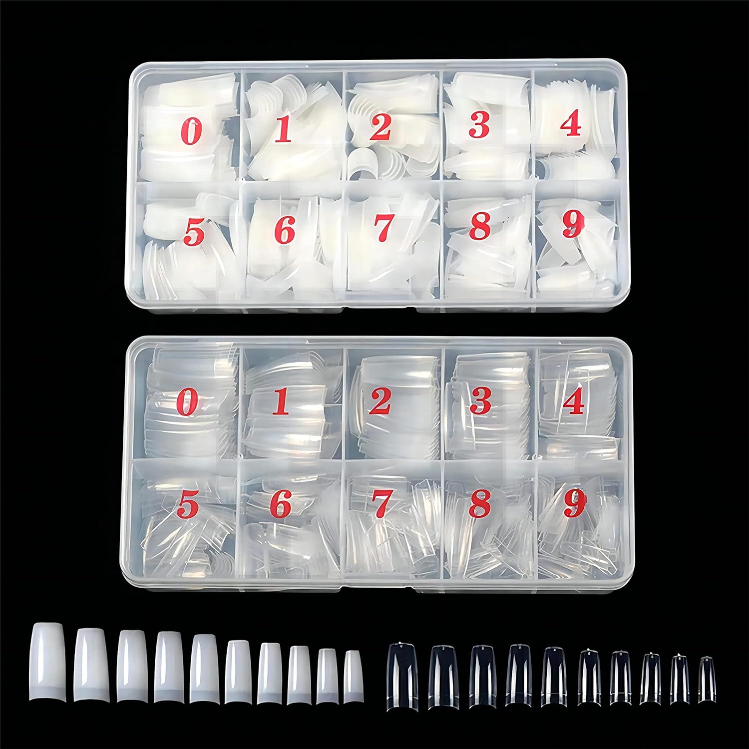 1000pcs Clear and Natural Acrylic Nail Tips,10 Size French Nail Tips For Acrylic Nails Half Cover False Nails Extension Artificial Fingernails-GlimoraGlow