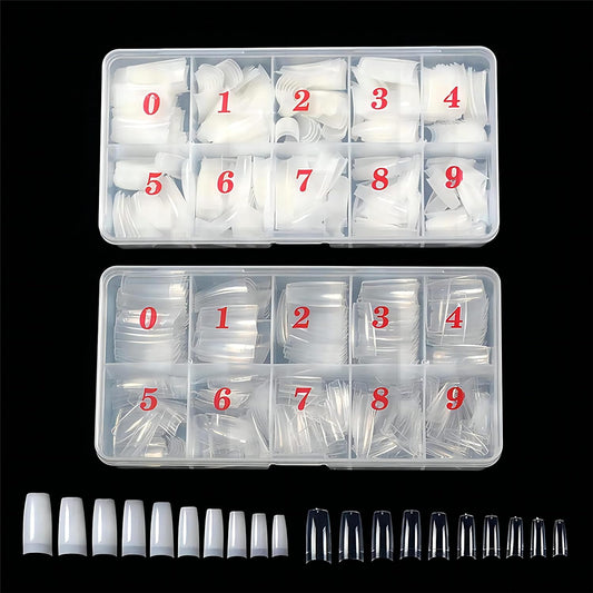 1000pcs Clear and Natural Acrylic Nail Tips,10 Size French Nail Tips For Acrylic Nails Half Cover False Nails Extension Artificial Fingernails-GlimoraGlow