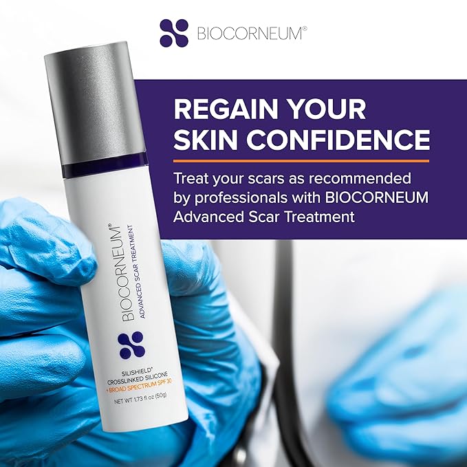 Biocorneum Advanced Scar Treatment with Silishield® & SPF 30 10g – Made in the USA, Fast-Drying, Silicone Scar Gel - Surgeon Recommended for New & Old Scars - Suitable for Children Over 6 Months-GlimoraGlow