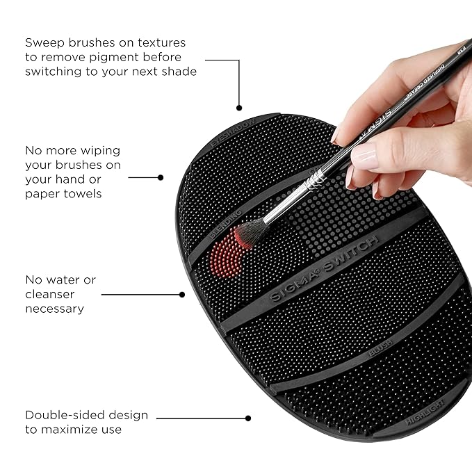 Sigma Switch by Sigma Beauty – Silicone Makeup Brush Cleaner for Switching Shades and Pigments, Switch Cleaning Mat for Superior Makeup Brush Cleaning Mid-Application (Full Size)-GlimoraGlow