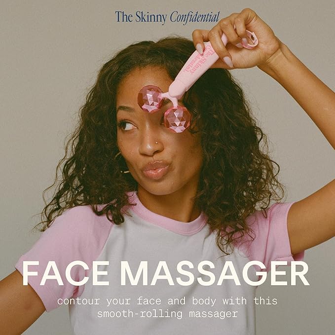 The Skinny Confidential Face Roller - Pink Balls Eye & Facial Roller Massager - Face Massage Tools Skincare for Wrinkles & Fine Lines, Sculpt, Contour, Tighten & De-Puff Skin-GlimoraGlow