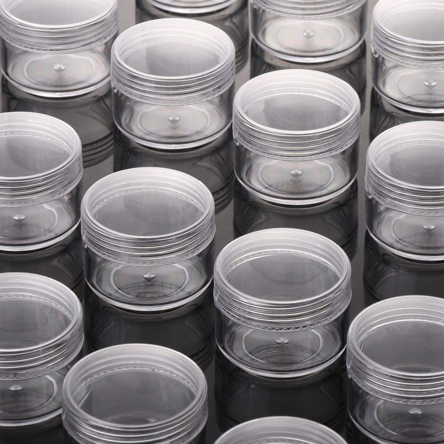 100 Count Refillable Sample Containers with Lids Cosmetic Jars 15 Gram Empty Cream Jars Leak Proof Makeup Containers for Traveling - Clear-GlimoraGlow