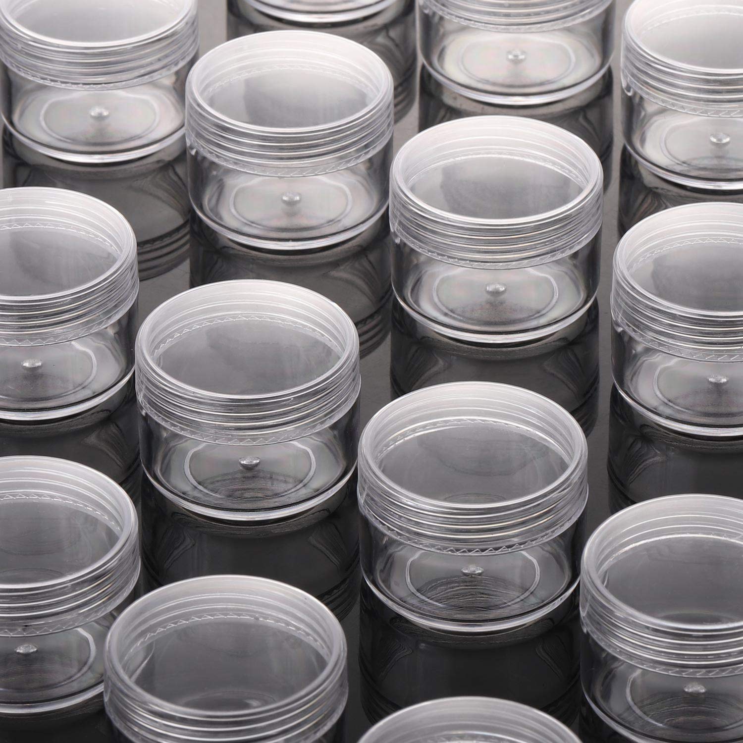 100 Count Refillable Sample Containers with Lids Cosmetic Jars 15 Gram Empty Cream Jars Leak Proof Makeup Containers for Traveling - Clear-GlimoraGlow