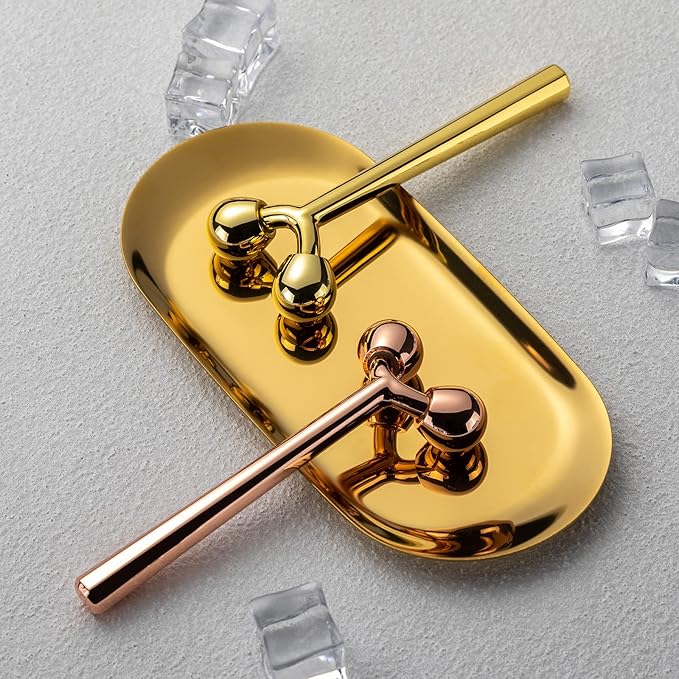 Tekson Face Roller, Facial Metal Massager, Massage Tool for face (Rose)-GlimoraGlow