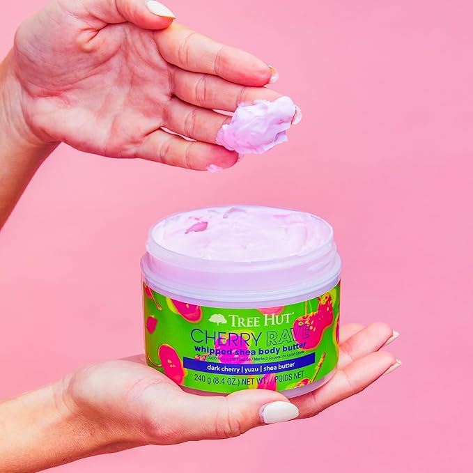 Tree Hut Cherry Rave Whipped Shea Body Butter | Long-lasting Hydration Leaves Skin Feeling Soft & Moisturized | Limited Edition Fall | Nourishing Essential Body Care | 8.4 fl oz.-GlimoraGlow