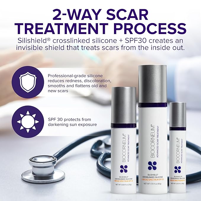 Advanced Scar Treatment with Silishield® & SPF 30 20g - Made in the USA, Fast-Drying, Water-Resistant Silicone Scar Gel - Surgeon Recommended for New & Old Scars - Suitable for Children Over 6 Months-GlimoraGlow