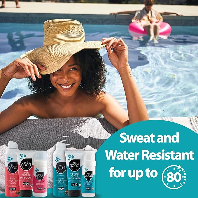 All Good Sunstick - Face Sunscreen, Water Resistant, UVA/UVB Broad Spectrum SPF 30+, Coral Reef Friendly - Beeswax, Zinc, Vitamin E, Shea Butter (Unscented)(2-Pack)-GlimoraGlow