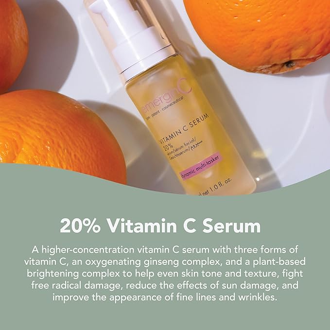 emerginC 20% Vitamin C Facial Serum - Extra Strength Micro-Encapsulated Spheres to Help Address Visible Signs of Aging (1 Ounce, 30 ml)-GlimoraGlow