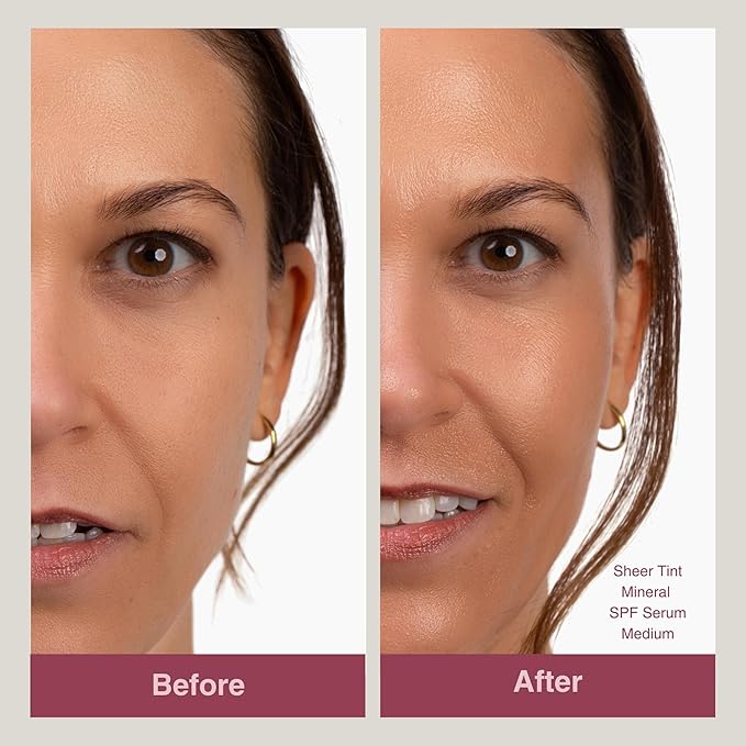 Mineral Fusion Face Serum, Sheer Tint Mineral SPF Serum, 1 Fl Oz, Tan, Tinted Broad Spectrum SPF 50 Mineral Sunscreen, Sheer Coverage, Lightweight & Dewy Finish for Glowing, Protected Skin-GlimoraGlow